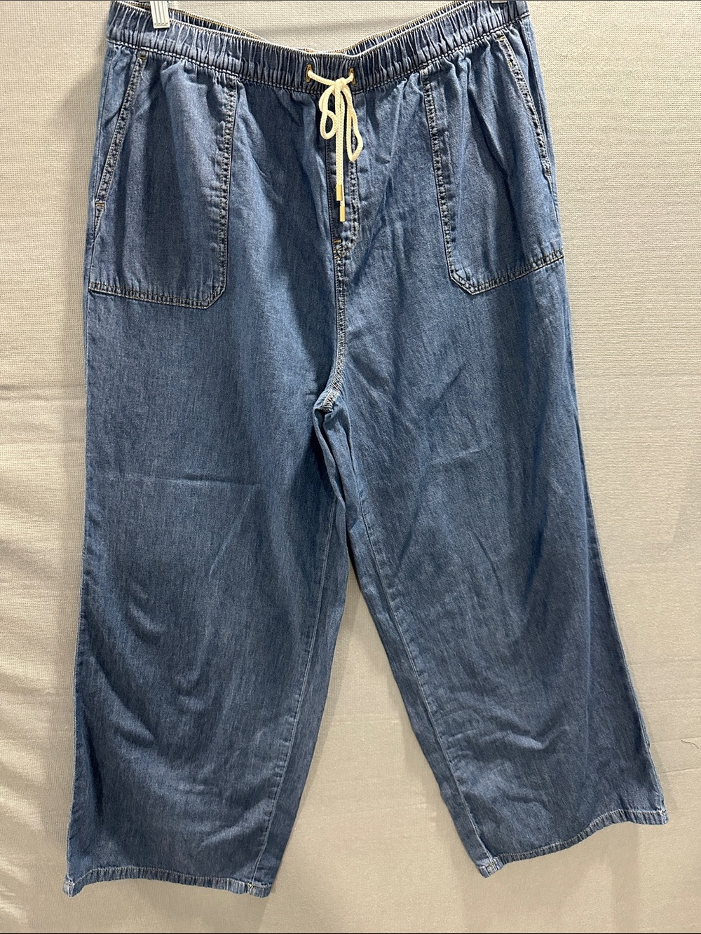 MICHAEL Michael Kors Washed Blue Wide-Leg Denim Jumpsuit Pants